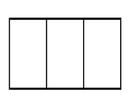 Solar rectangular dividido por dos vallas interiores paralelas en tres parcelas rectangulares iguales